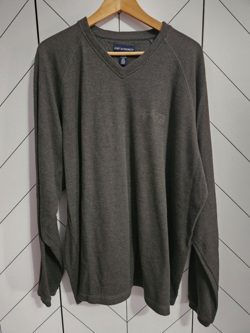 Washington State Patrol Charcoal Grey Ribbed Heavyweight Long Sleeve, Size 2XL